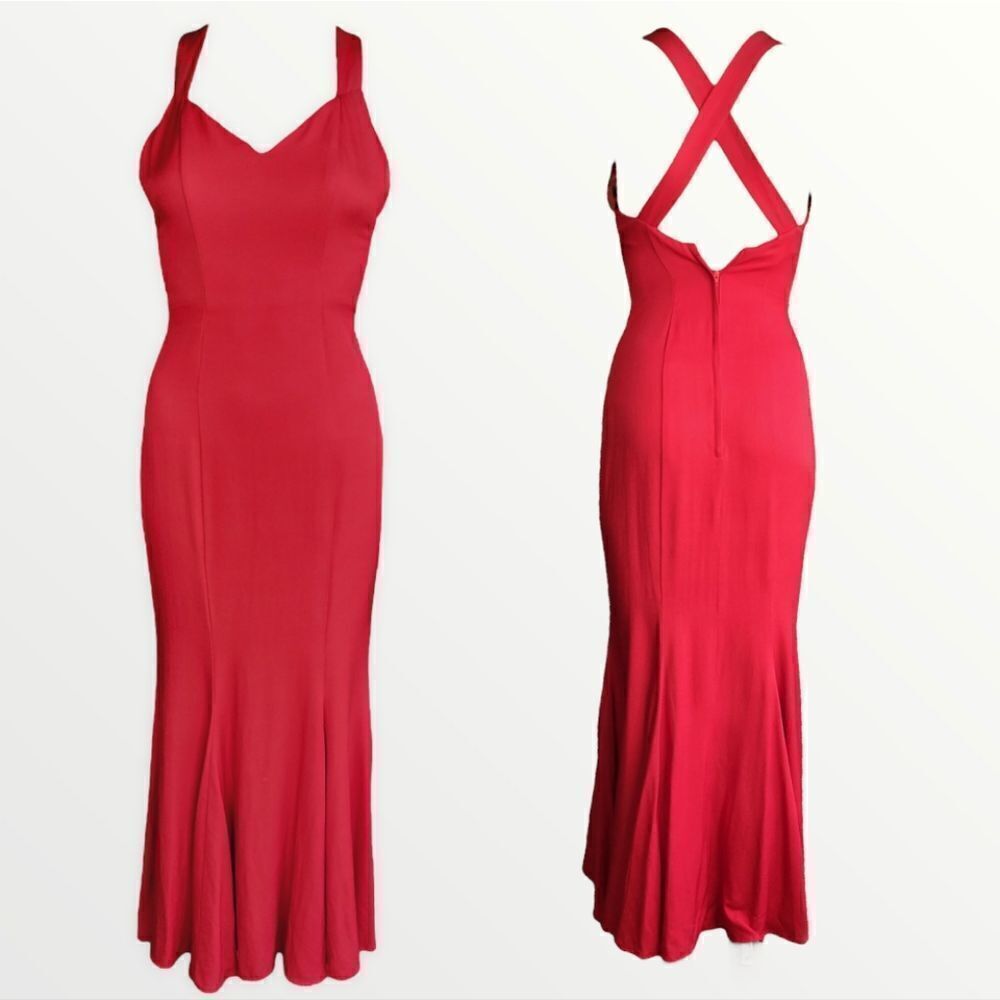 Jessica McClintock Gunne‎ Sax red trumpet silhouette  party/prom dress.